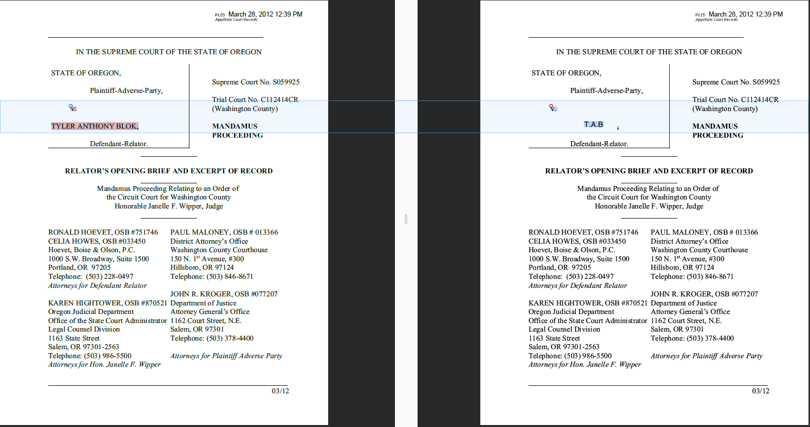 STATE OF OREGON, Plaintiff-Adverse Party, v. TYLER ANTHONY BLOK, Defendant-Relator.(CC C112414CR; SC S059925)