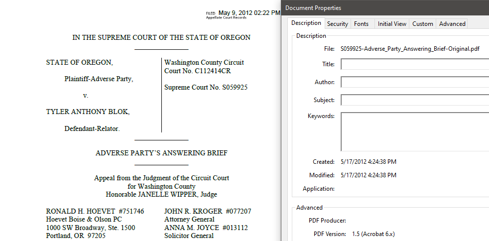 STATE OF OREGON, Plaintiff-Adverse Party, v. TYLER ANTHONY BLOK, Defendant-Relator.(CC C112414CR; SC S059925)
